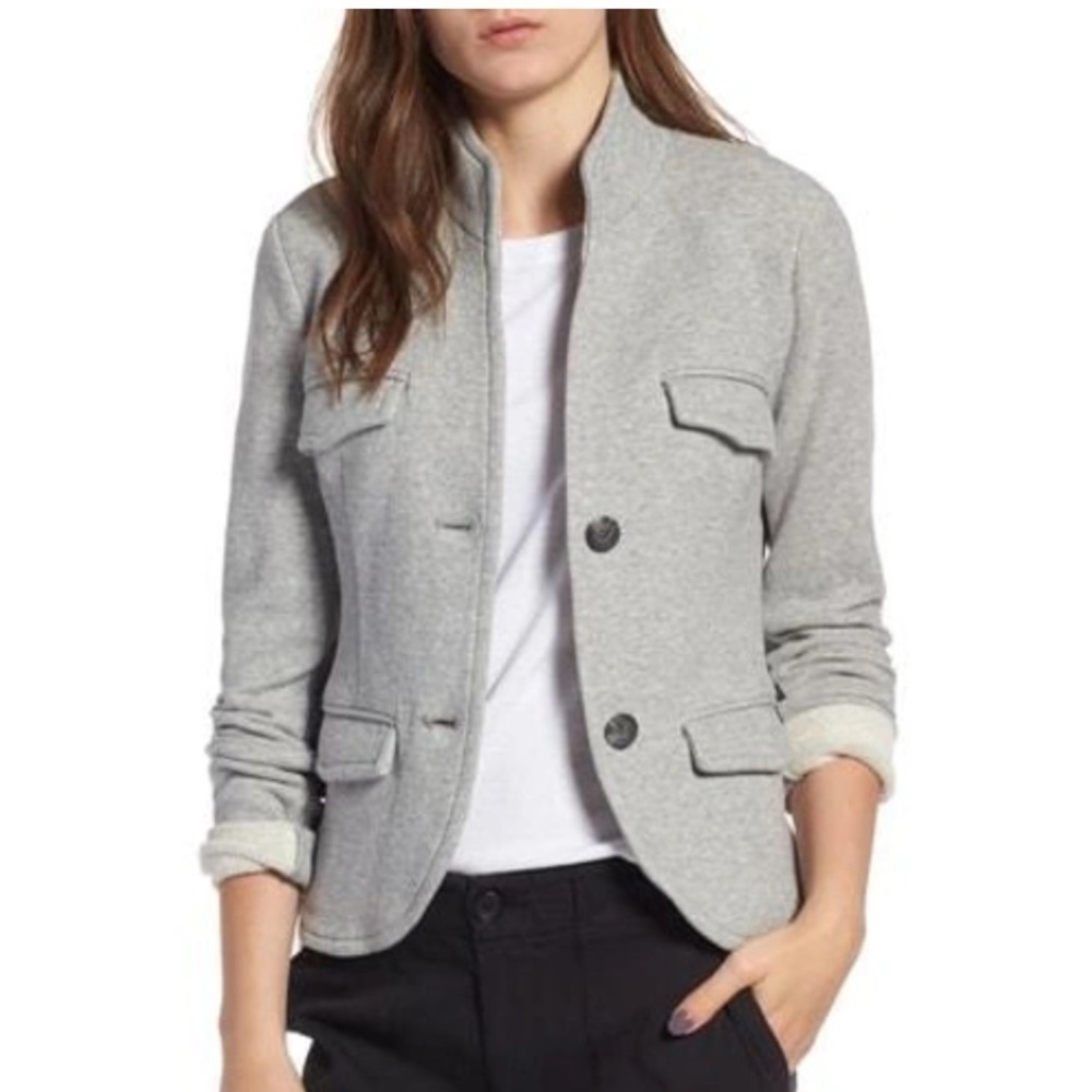 James Perse Shrunken Military Gray Blazer **sleeve altered NWOT